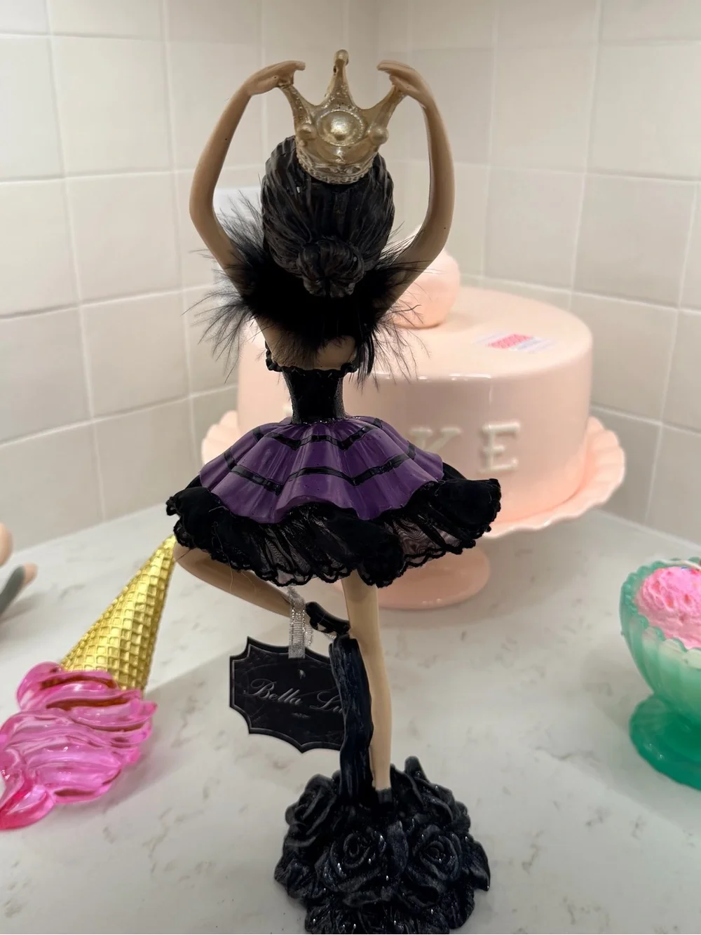 Bella Lux Halloween Ballerina Princess Figurine Black Purple Gothic Decor